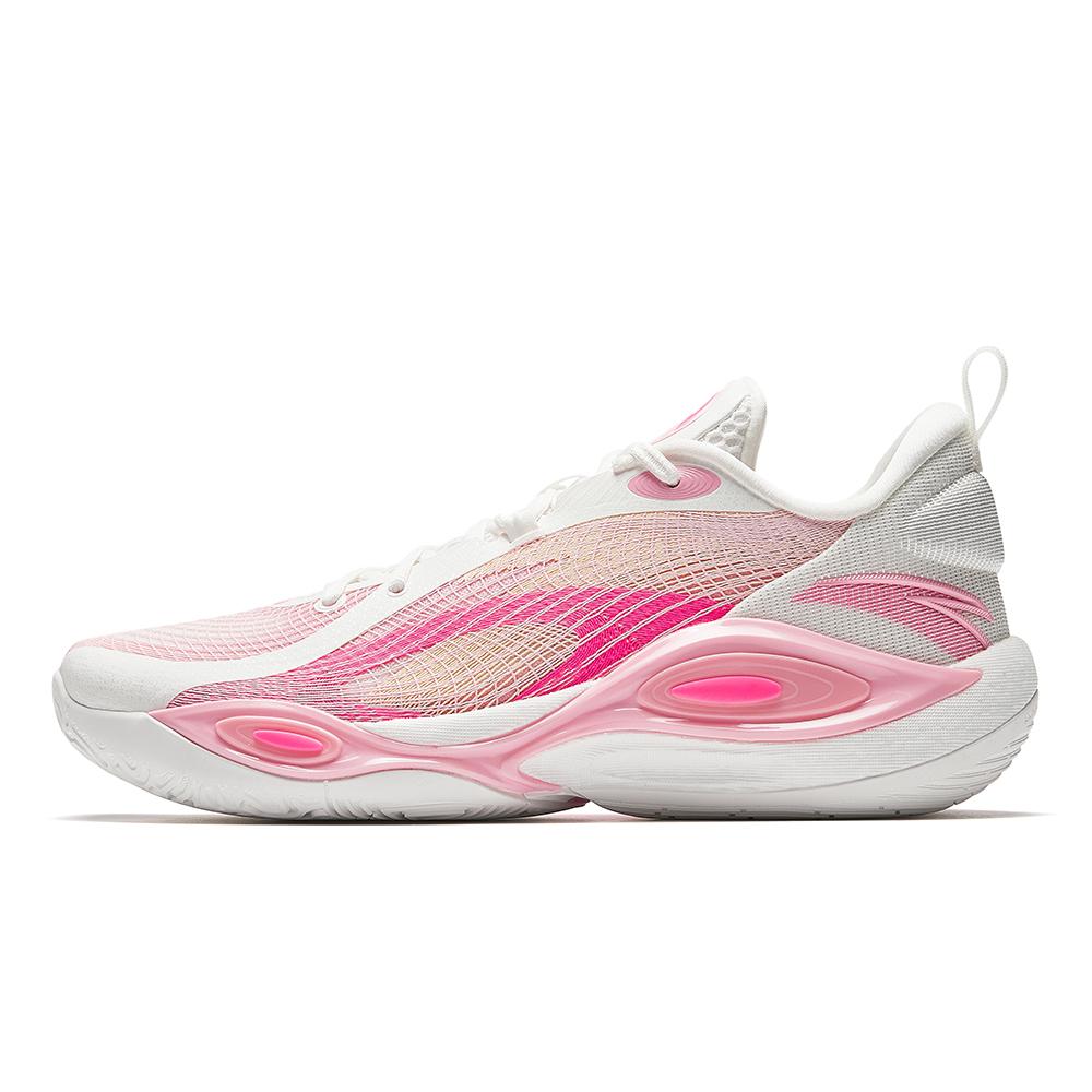 

new Anta Cushioning Slip Resistant Low Top Basketball Shoes Men s White Pink 40