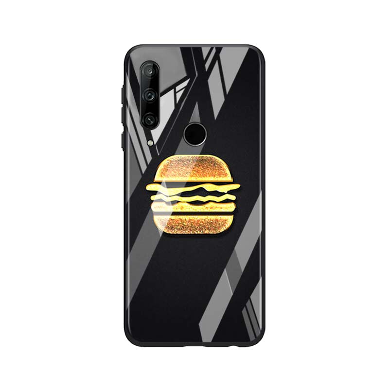 Gehärtetes Glas Neue Shell Luxusabdeckung Köstlicher Hamburger für Honor 30 20 10 9X 8X Pro Plus Lite Telefonhülle