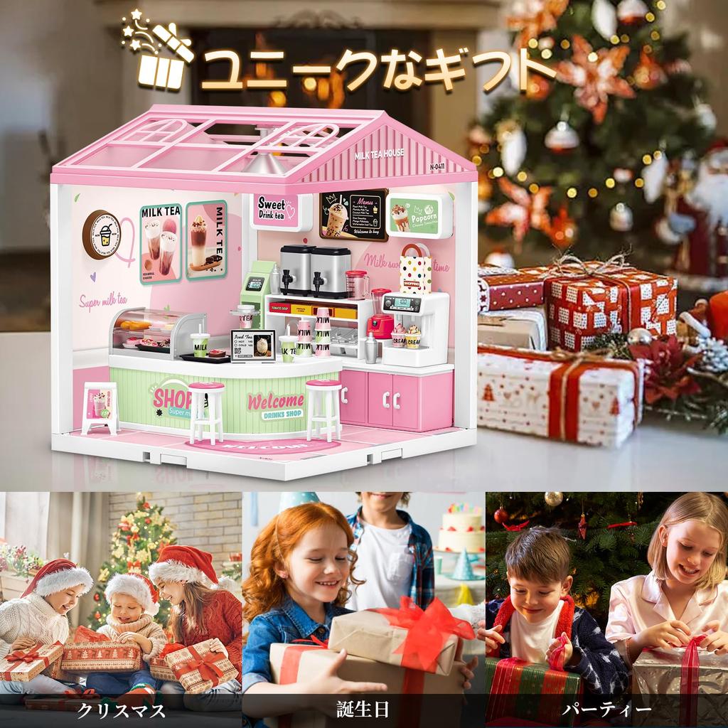 Hallisun DIY Miniaturowy Dom Plastikowy Domek dla Lalek z Meblami Zabawka Domek dla Lalek z USB Pokrowiec Przeciwkurzowy i Zabawka do Montażu Rękodzieła 3D dla Dzieci w Wieku i