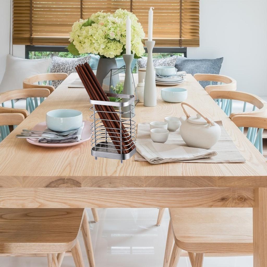 Stainless Flatware Cutlery Storage Box Utensil Holder Rack Metal Spoon Kitchen Tool