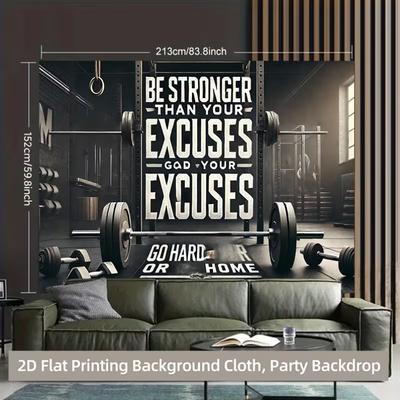 2D Motivational Gym Backdrop "Be Stronger Than Your Excuses" Banner