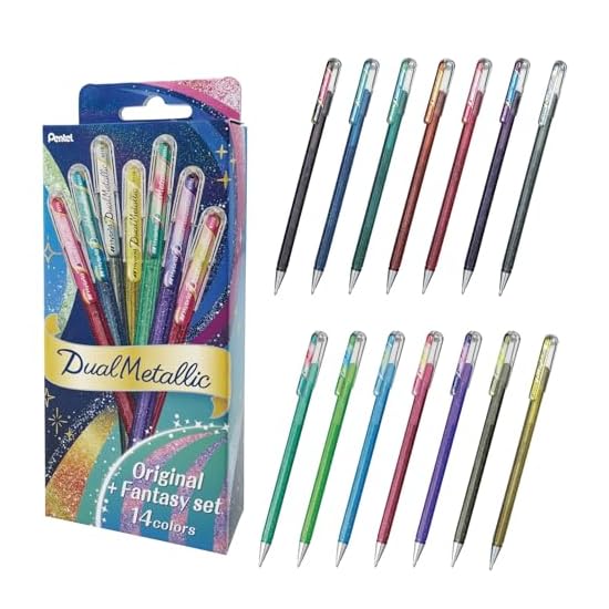 Pentel Ballpoint Pen Dual Metallic Original + Fantasy Set, 14 Colors K110-D14ST