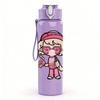1PC Mask Girl Holding Bag 750ml Color Plastic Sports Water Bottle Leakproof Flip Straw Lid Suitable for Sports Office Home Use