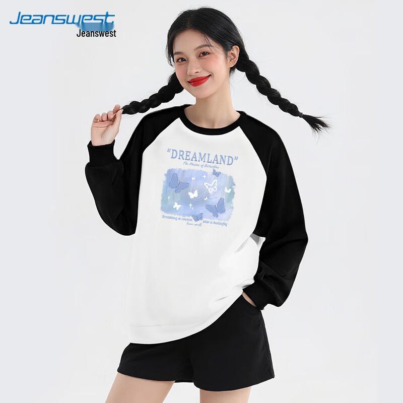 JEANSWEST Women's Retro Color Block Raglan Sweatshirt