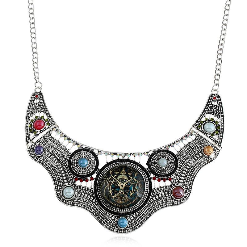 

Retro Hollow Out Necklace With Gemstone Embellishments For Gift And Occasion
