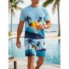 2026 Men's 2 Piece Set Hawaiian Palm Tree Print Men's T-Shirt Shorts Set Casual Men's Short Sleeve Top Outdoor Beach Men's Short