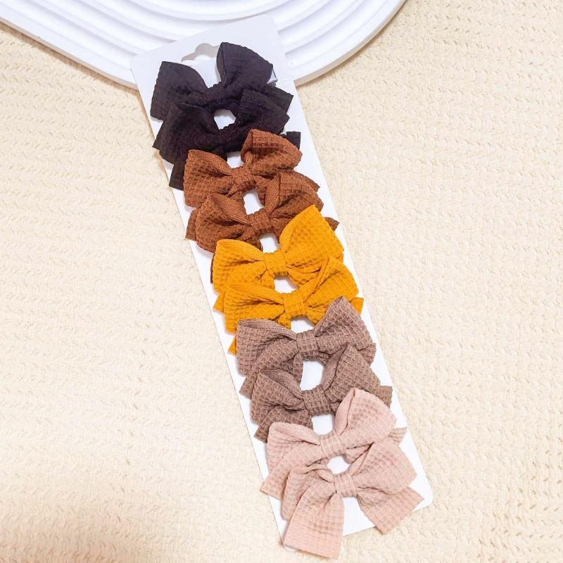 6/10Pcs Sweet Cute Solid Ribbon Bowknot Hair Clips for Baby Girls Handmade Bows Hairpins Barrettes Headwear Kids Hair Accessories