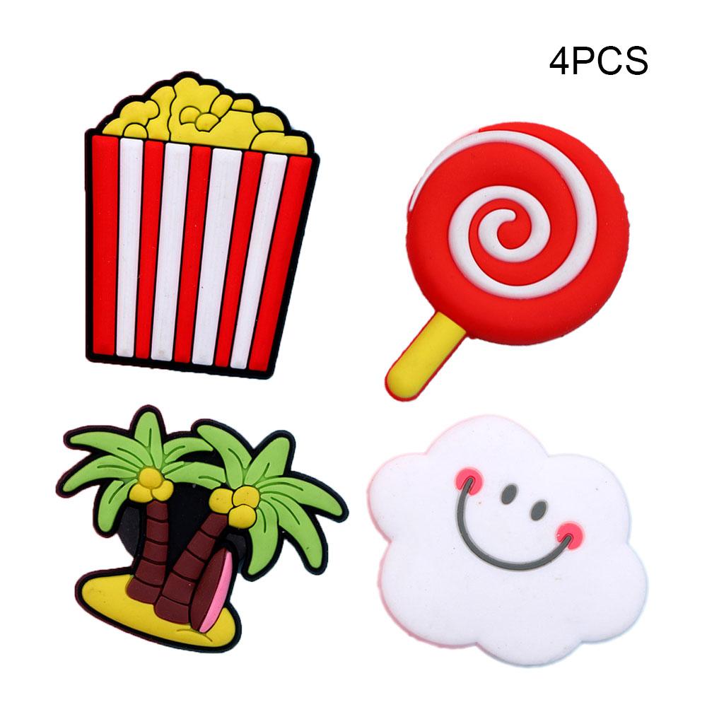 4PCS PVC Soft Plastic Color Printing Three-Dimensional Plant Food Cartoon Home Decor Fridge Magnet Refrigerator Decoration Gift