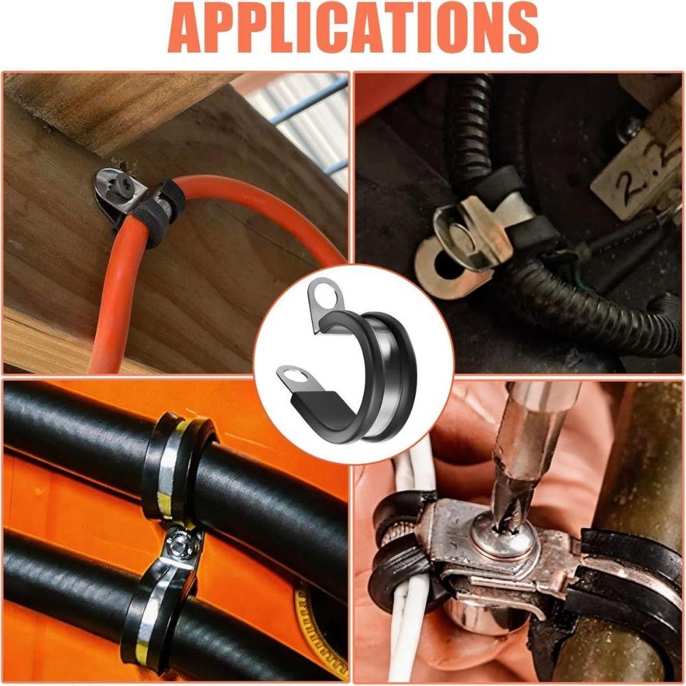 24PCS Stainless Steel Cable Clamp Rubber Cushioned Wire Management  Automotive Marine Industrial