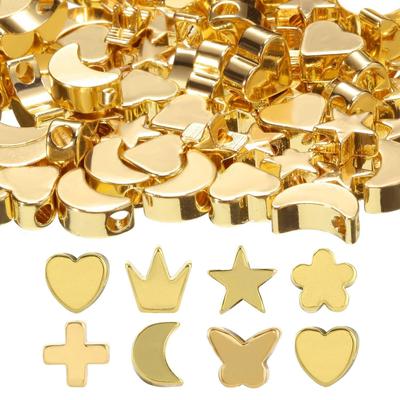 10 st Kopparpärlor Berlocker Korshjärta Stjärna Månen Pärlor Pläterade hantverk Färgretentionspärlor för smyckestillverkning DIY Armband Halsband