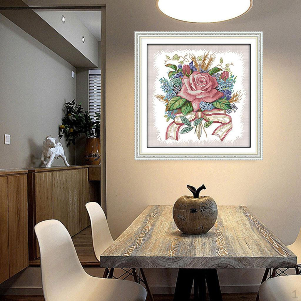 

Набор для вышивания штампованными стежками «Цветы», 14 карат, 11 карат, ткань для шитья, рукоделие - 27 x 27 см