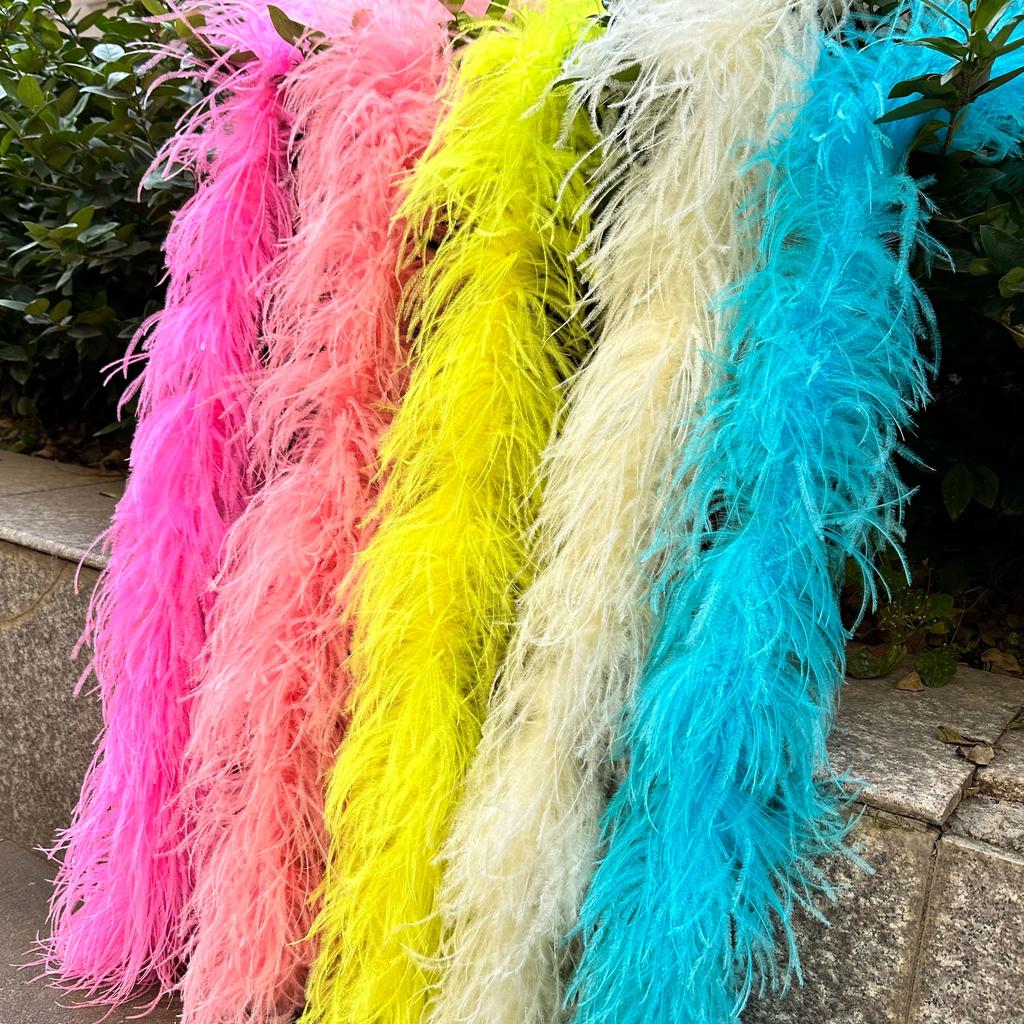 DIY 6 Ply Ostrich Feathers Boa 0.5M/1M/2M/3M Long Feather Shawl Costume Boa Plumes Carnival Clothes Dress Sewing Feather Trim Crafts
