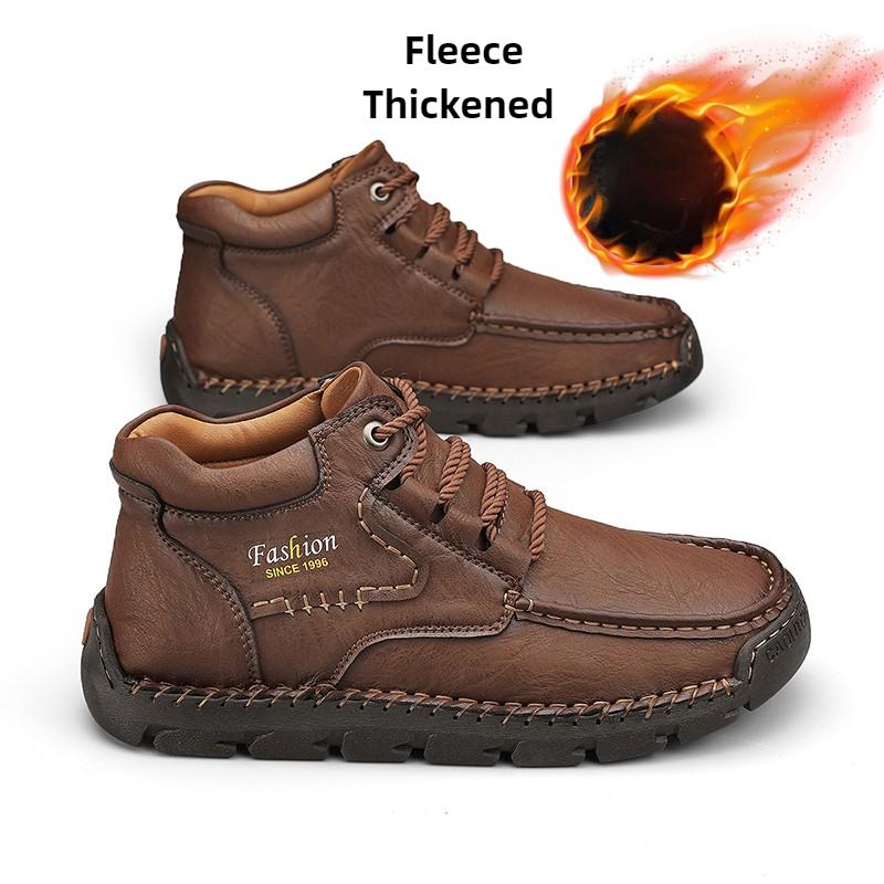 

Мужские кожаные ботинки ручной работы, удобные ботильоны для мужчин, повседневная обувь, обувь для инструментов большого размера 44 кофейный