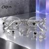 Personalized Styling Eyewear Aesthetic Oval Fake Glasses with Pendant, Anti-Blue Light Decorative Metal Fashion Eyewear, for Teen Girls Butterfly Star
