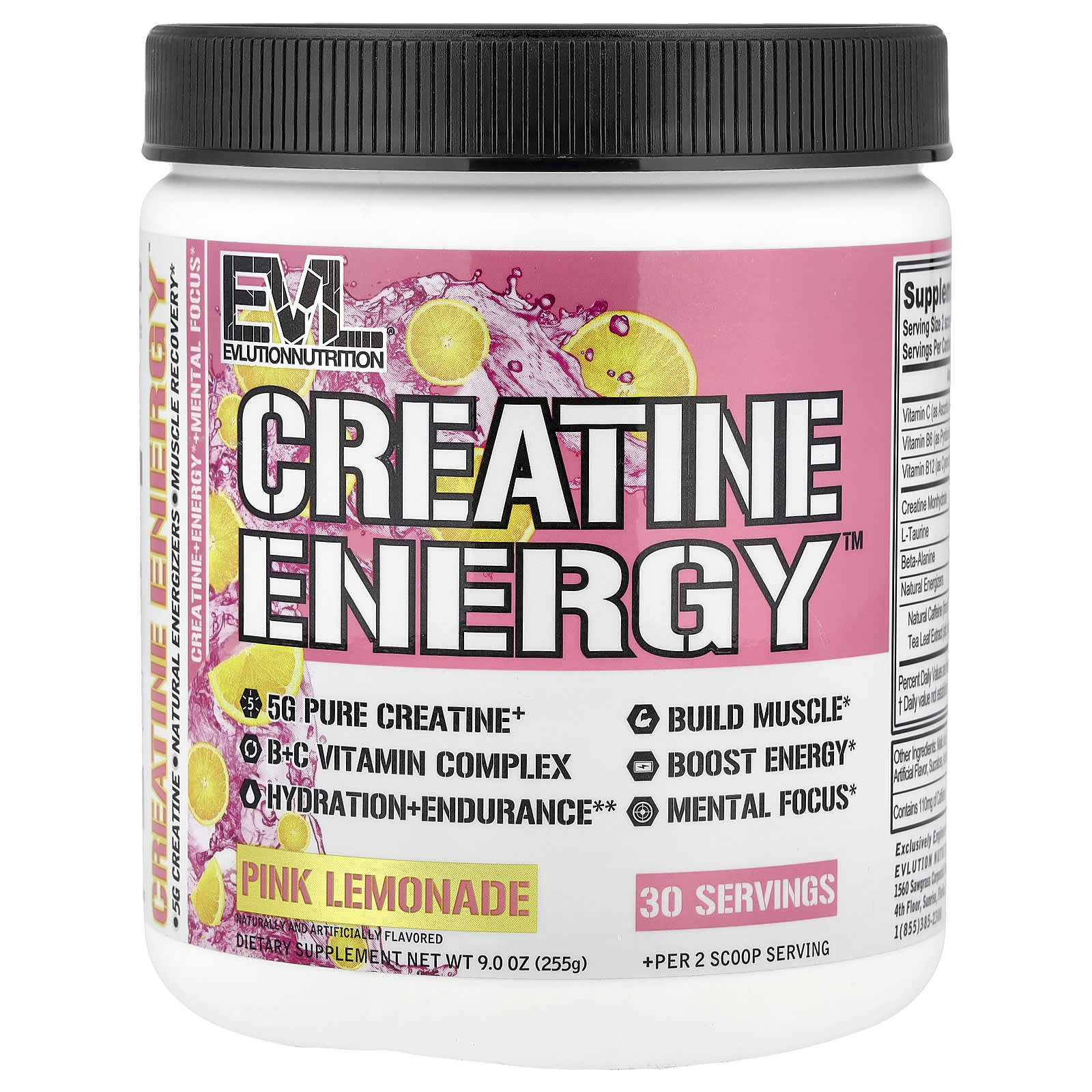

EVLution Nutrition, Creatine Energy™, Pink Lemonade, 9 oz (225 g)