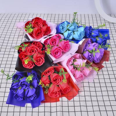 Mini buchet de flori de săpun cu 7 capete, flori artificiale de trandafir, plante false, nuntă, ziua Îndrăgostiților, cadouri pentru petrecere, decor
