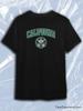 TeeSensation Black Crew Neck Short Sleeve T-Shirt with Green California USC Crest Varsity Text
