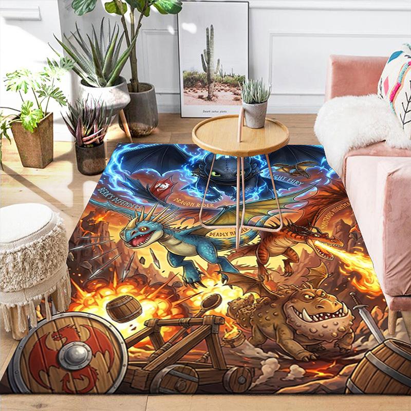HTTYD Household Soft Area Rug Non-slip Washable Decor Mat Living Room Bedroom Kitchen THW