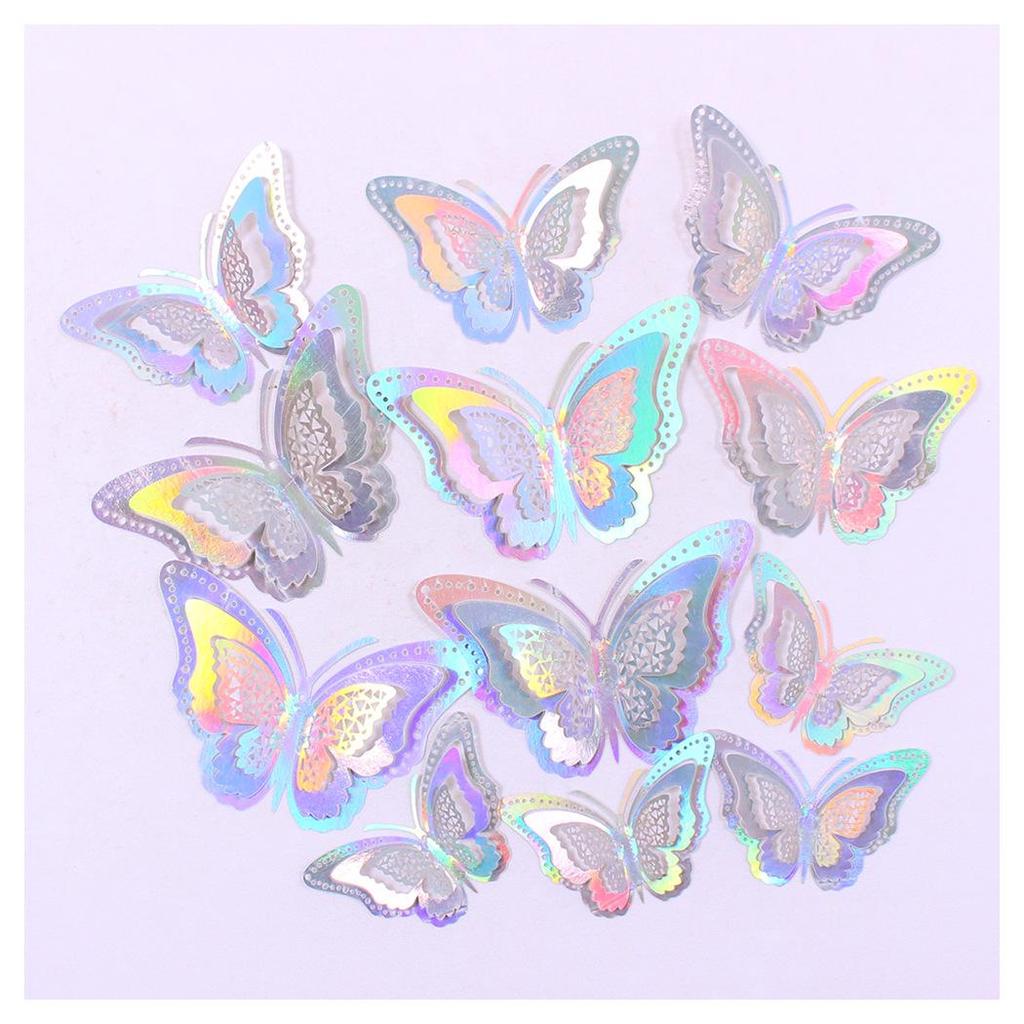 12 3D Hohl Schmetterling Wandaufkleber für festliche Weihnachts- und Feiertags-Heimdekoration