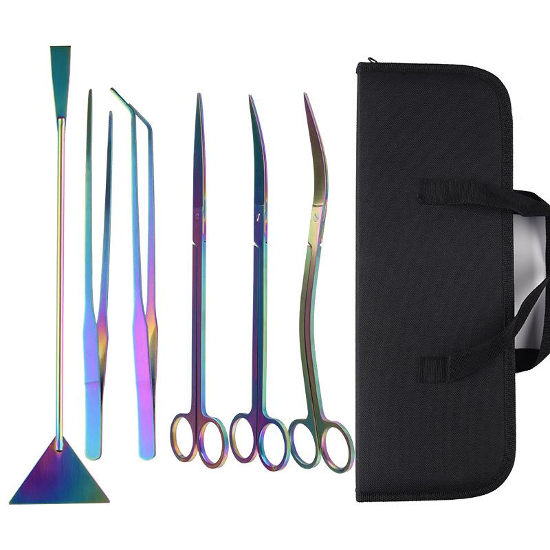 Aquarium Tools Set Stainless Steel Aquarium Tank Aquatic Plant Tool Kits Bag
