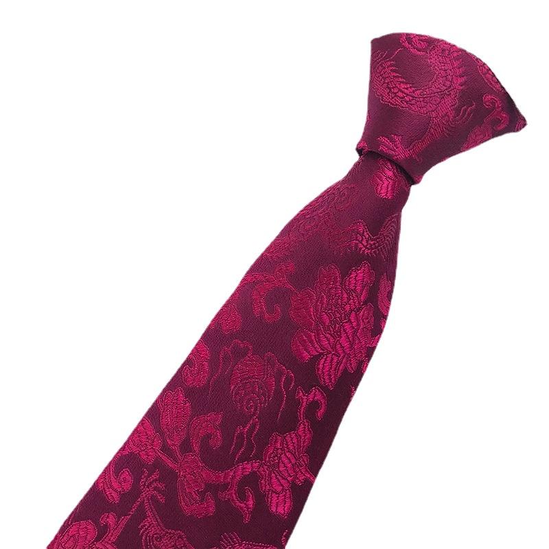 Cozy Up Men Tie Groom Best Man Chinese Dragon Pattern Casual and Fashionable 146x8x3.5cm