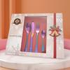 Festive Gift Package with Window-Type Holes Stainless Steel Tableware Knife, Fork and Spoon Four Main Pieces 24 Pieces Gift Set
