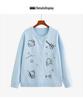 Free Shipping: Plus Size Women's Embroidered Cartoon Knit Cardigan Sweater - 2025 Winter Style