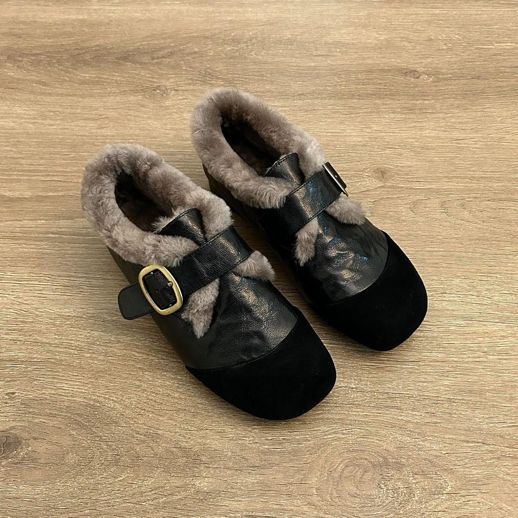 Fleece Warm Deep Mouth Single Shoes Women's Autumn and Winter 2025 New Trendy Fashion Mary Jane Fluffy Shoes Loafer Shoes