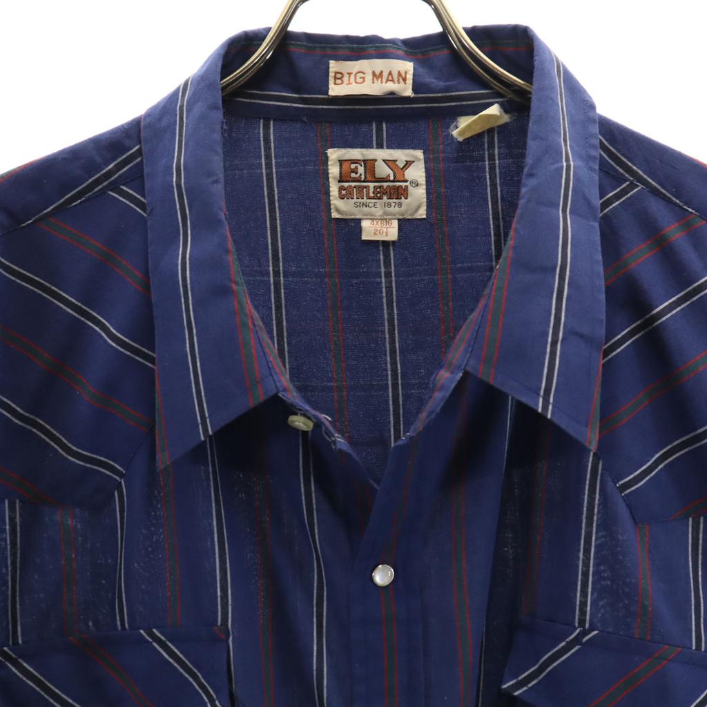 ELY CATTLEMAN 80s vintage Striped Pattern Short sleeve Western shirt Men's Used