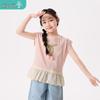 Xiaoyinman Girls' Pure Cotton Lace Patchwork T-Shirt