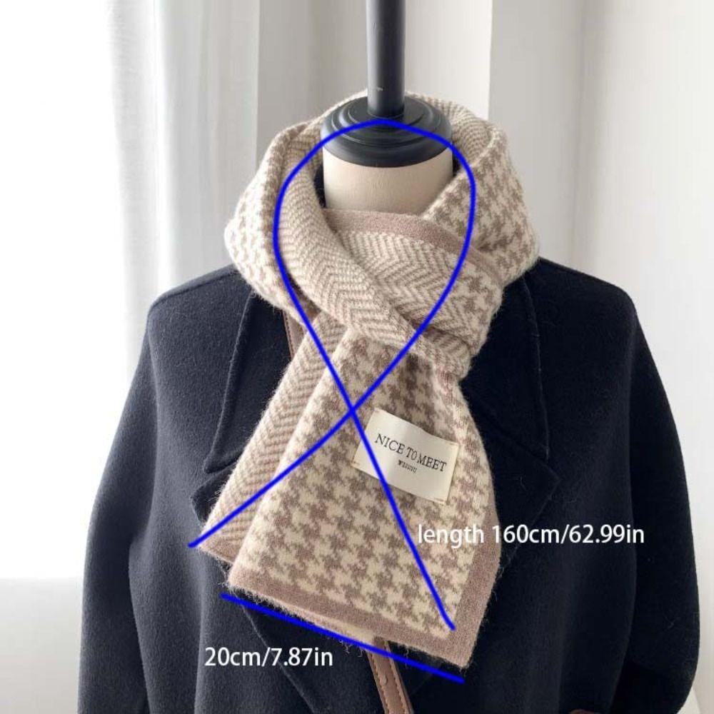 Soft Plaid Knitted Scarf Letter Winter Neck Scarf Kawaii Long Warm Lattice Shawl  Travel