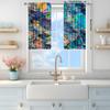 2pcs Brilliant Colored Glass Stone Printed Curtain for Home Decor - Rod Pocket Window Treatment for Bedroom   Office   Kitchen
