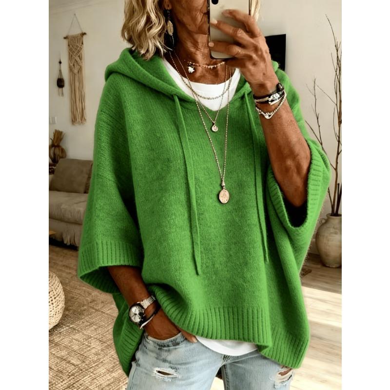 Women S Knitted Hooded Pullover Sweater Loose Fit