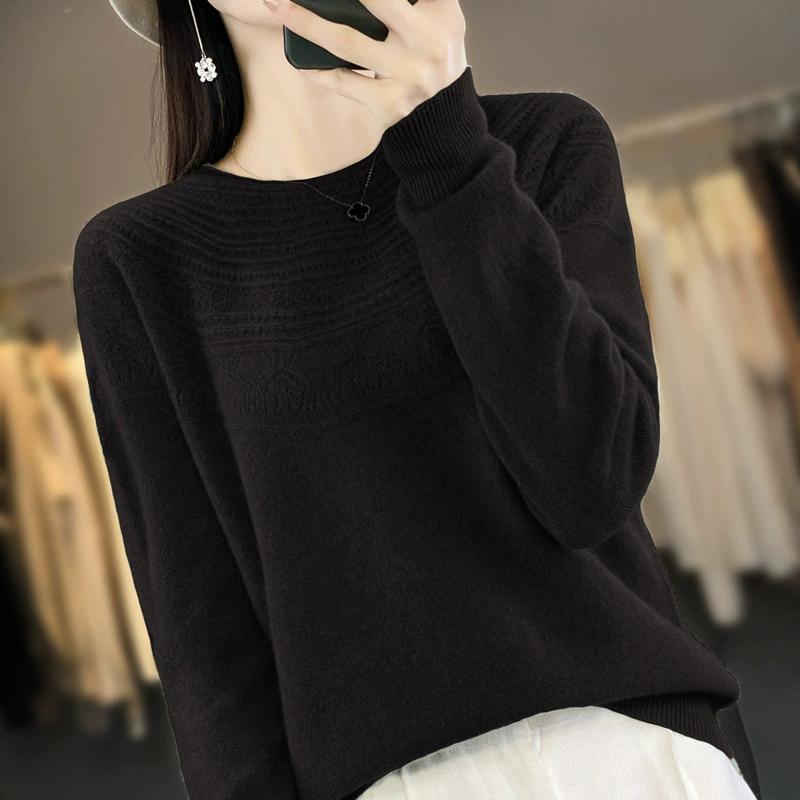 Knitted Sweater for Women In Autumn and Winter, Loose Round Neck, Inner Layer, Pullover, Solid Color, Versatile, Outer Layer