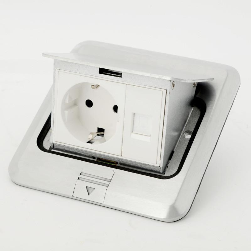 Aluminum Surface Waterproof Power Socket Factory Pop-up Floor Socket Universal Hidden Ground Socket Box