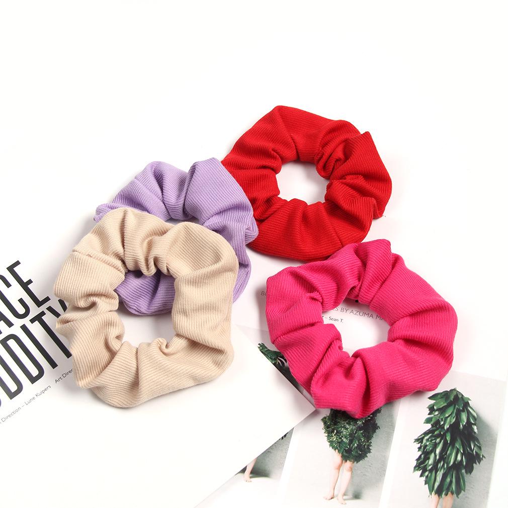 Solid Color Striped Hair Tie for Girls - High Elasticity Ponytail Accessory