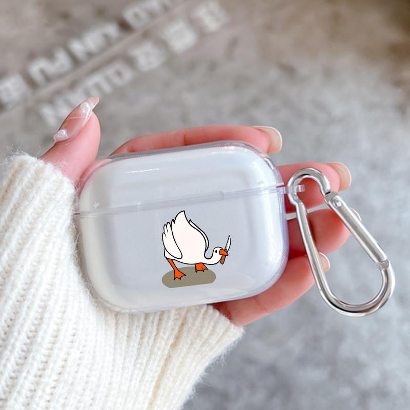 Cartoon Doubt Duck Silicone Case for Apple Airpods 2 1 Earphone Cases With Hook For Airpod Pro 3 Pro2 Clear Protective Covers