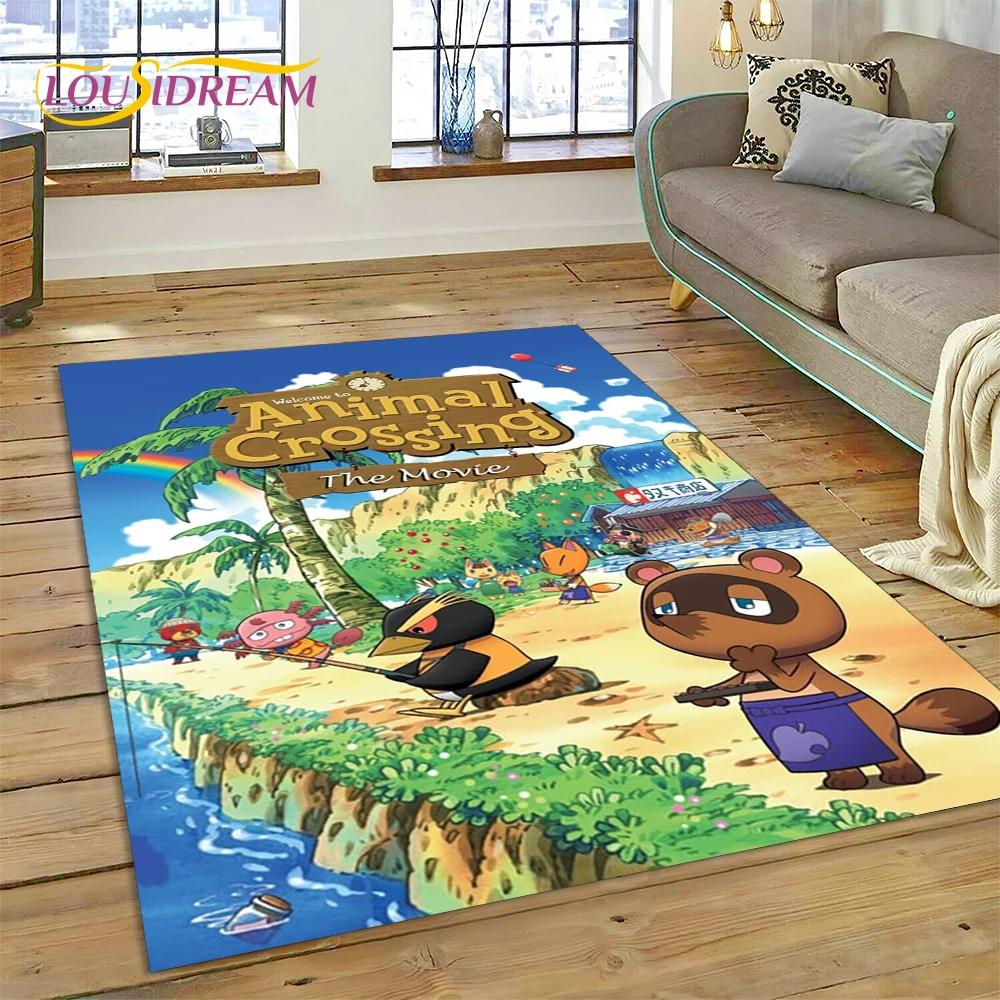 Niedlicher 3D-Cartoon-Teppich mit Animal Crossing New Horizons für Wohnzimmer, Schlafzimmer, Heimdekoration, rutschfeste Dekoration für Sofa, Kindergeschenk