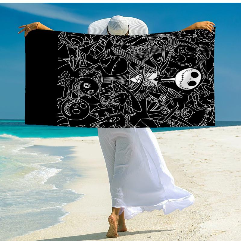 Ultra-Soft Beach Towel with The Nightmare Before Christmas Theme,Ideal for Pool - Camping, Diving - Perfect Travel Essential, Vibrant Beach Towel.