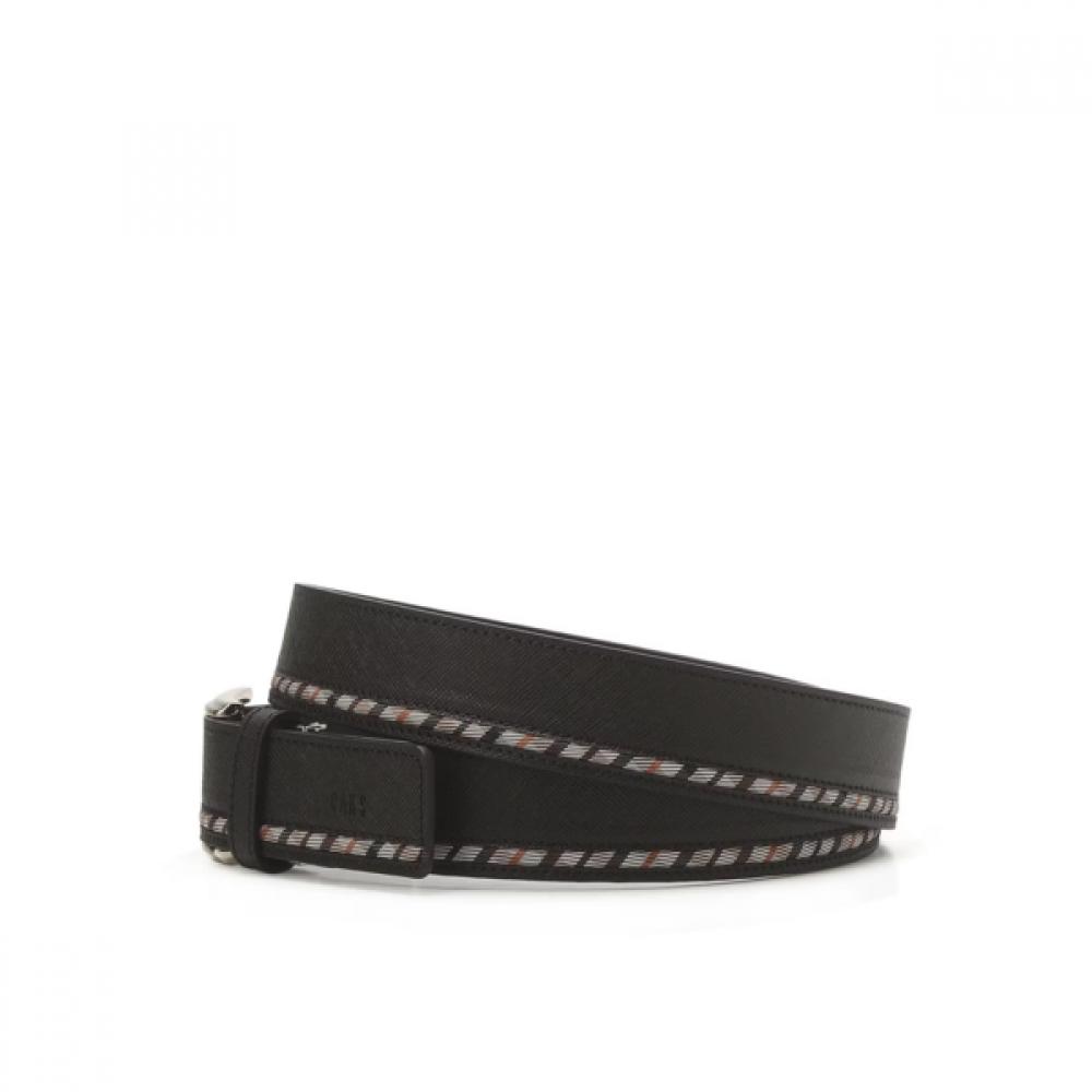 Daks Black Check Line Strap Cowhide Bit Belt Dbbe6e201bk