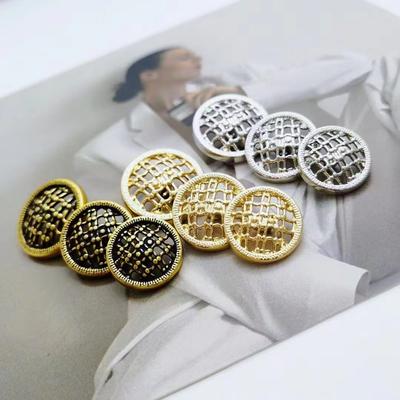 10 Stück Hohler Metallknopf Schwarz Silber Gold Knöpfe Runder Dekorativer Knopf Für Kleidung Nähzubehör DIY Basteln