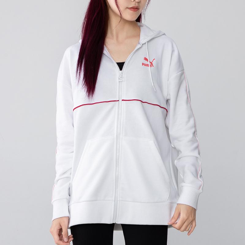 Puma Casual Sports Knitted Breathable Hooded Jacket Women Jacket White 531700-02