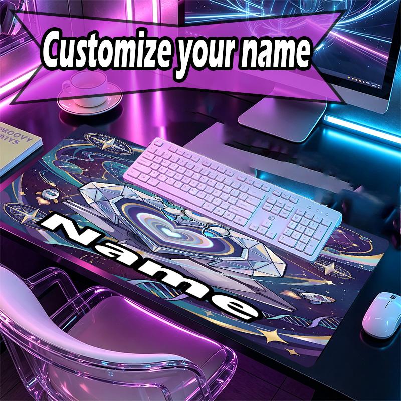 Custom Name Personalized Cosmic Bot Crew Pattern Mousepad, Laptop PC Desk Mat, Decorative Desk Mat for Home Keyboard Pad Gift