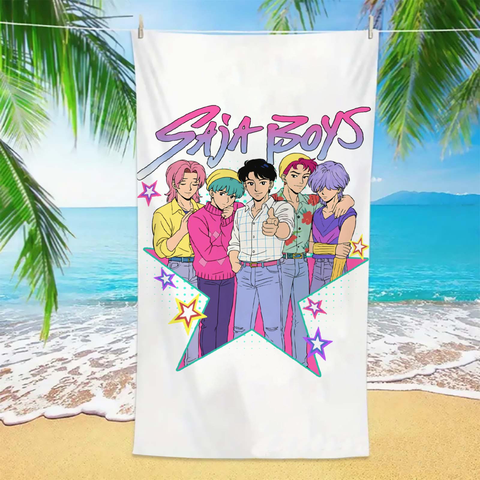 Asciugamani da spiaggia K-POP D-Demon-Hunters Microfibra Antisabbia Asciugamano da bagno ad asciugatura rapida Migliori regali di compleanno per ragazze donne Festa di nuoto 150x220cm&1pc