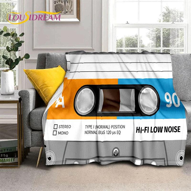 Padrão de Fita Cassete de Música Retrô Manta 3D, Manta Macia para Casa Quarto Cama Sofá Piquenique Viagem Escritório Cobertura Manta Criança