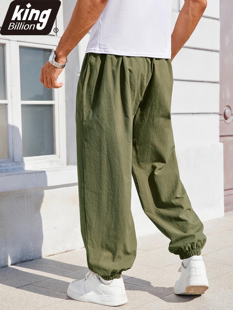 Men's Casual Harem Pants Ankle Cuffed Solid Color Loose Fit Oversize Drawstring Elastic Waist Streetwear Hip Hop Trendy Trousers
