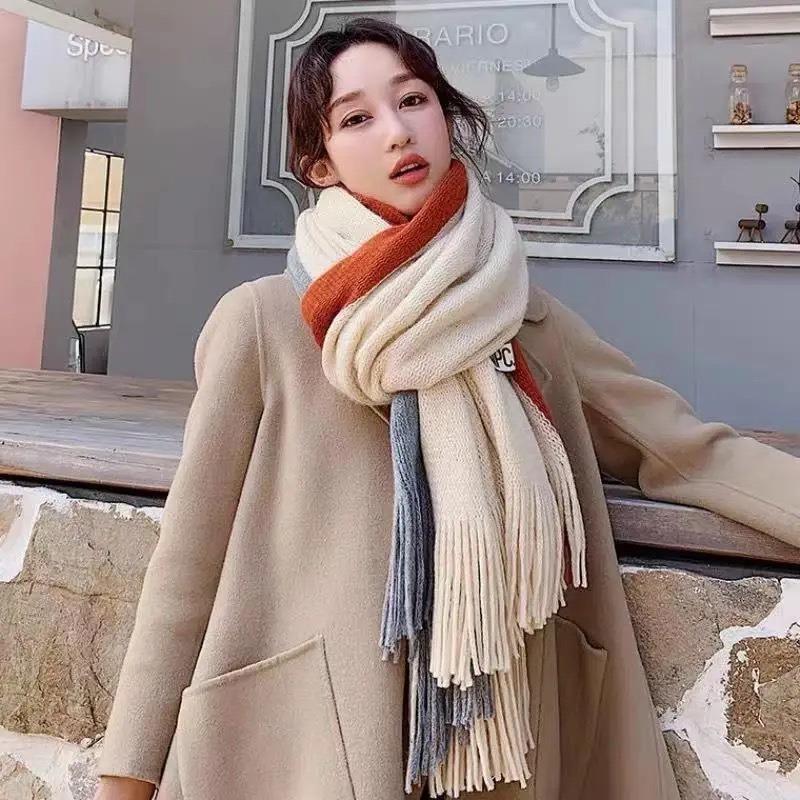 Tassel Couple Scarf Winter Long Thick Wool Student Scarf Women's Versatile Thickened Autumn and Winter Korean Style Scarf for Men