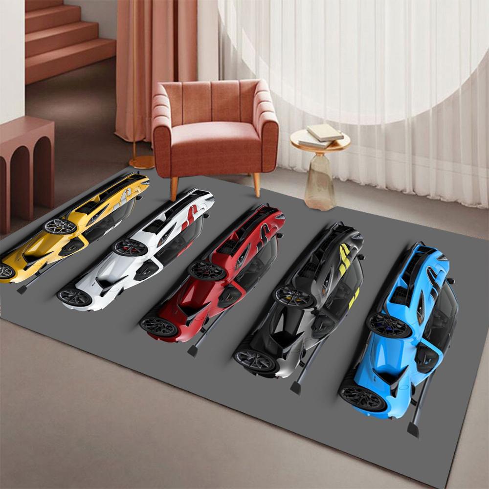 Racing Car Rug Large Size 3D Print Non-Slip Floor Mat Soft Comfortable Carpet for Living Room Kids Boys Bedroom Home Decoration