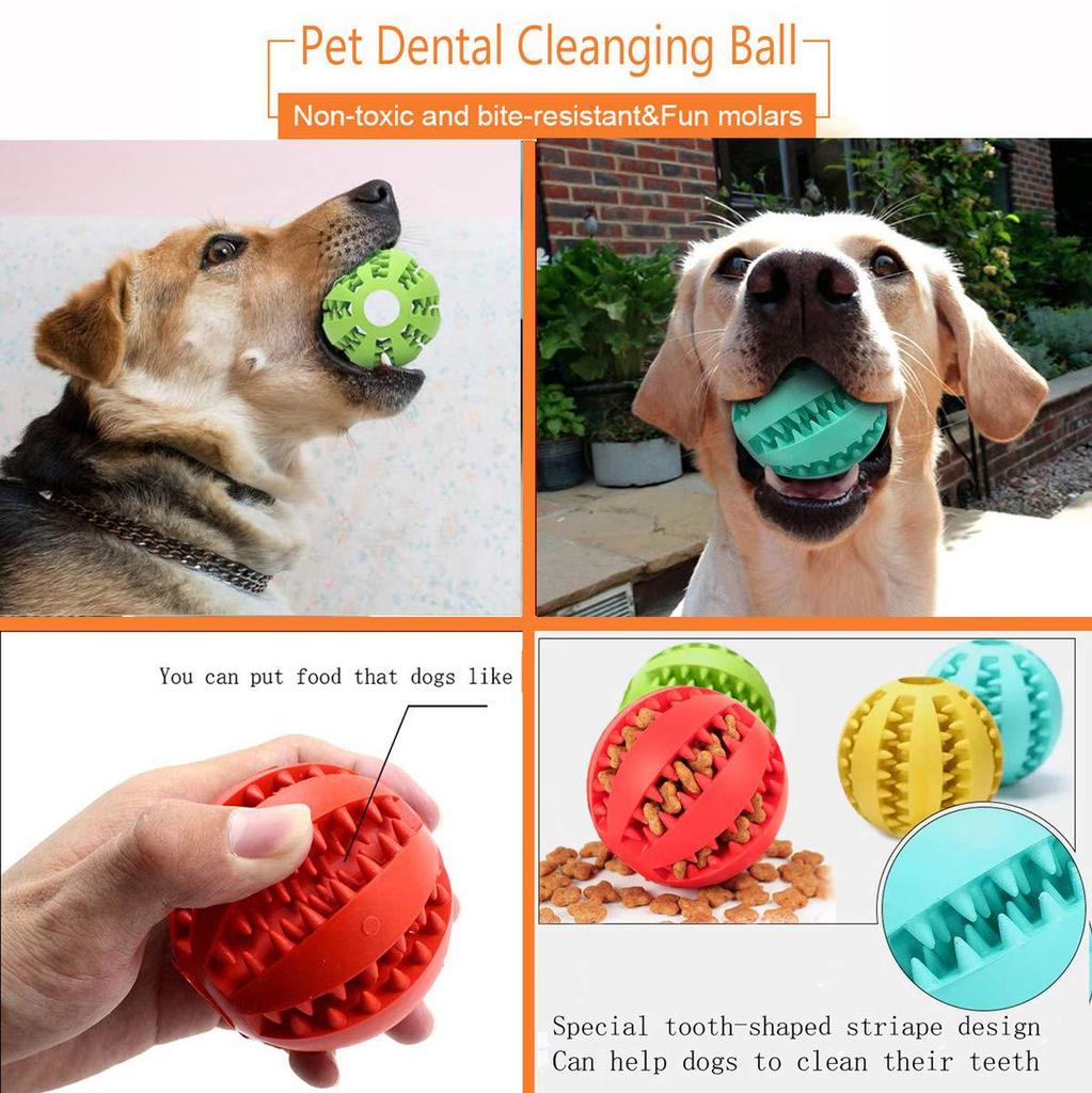 Rubber Dog Ball Toy for Puppies Large Dogs Fun Chew Teeth Cleaning Snack Ball Pet Products