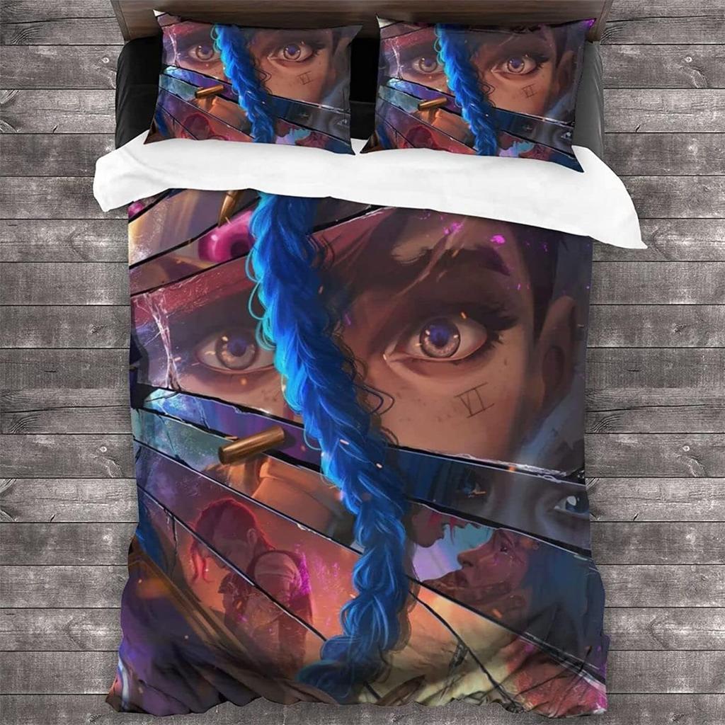 2/3Pcs Duvet Cover Pillowcase 3D Anime Arcane J-Jinx Bedding Set Single/Twi /Full/Queen King Size Kids Boy Girl Bedroom Gifts